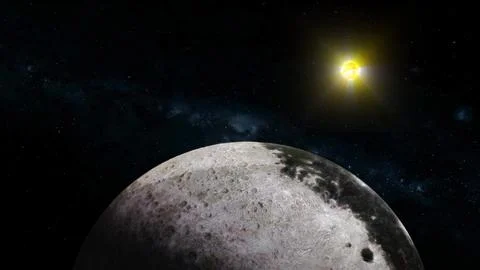 Moon planet with glowing sun Stock Illustration