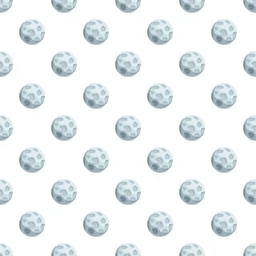 Moon planet repeating seamless pattern on white background Stock Illustration