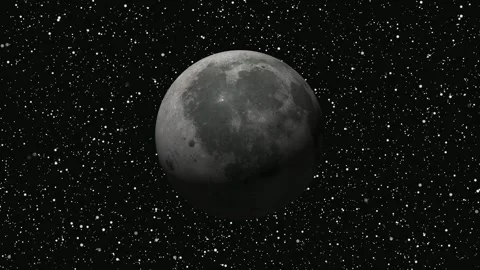 Moon planet rotating in space. 3D Moon sphere on galaxy background. Stock Footage 298983079