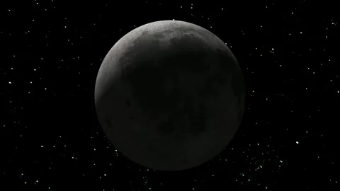 Moon planet rotating in space. 3D Moon sphere on galaxy background. Stock Footage 298983594