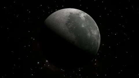 Moon planet rotating in space. 3D Moon sphere on galaxy background. Stock Footage 298983830