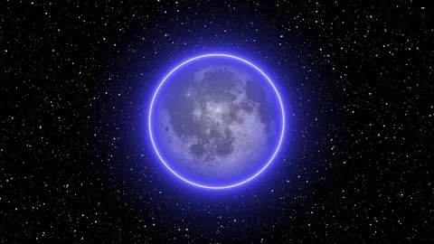 Moon planet rotating in space. 3D Moon sphere on galaxy background. Stock Footage 298984070