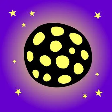 Moon, planet, satellites, space object. Vector color clip art, design element Ilustração Stock