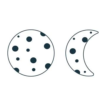 Moon planet space coloring doodle line elements Stock Illustration