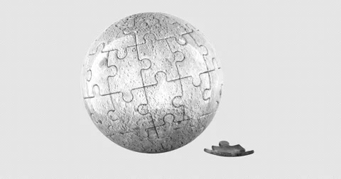 Moon puzzle sphere with missing piece rotation animation seamlessly loopabl.. Stock Footage 335662661