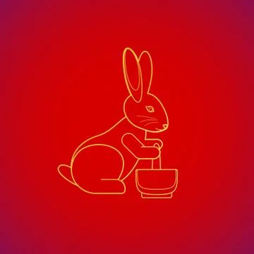 Moon rabbit with immortality elixir. Stock Illustration