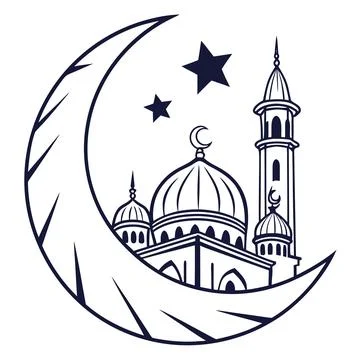 Moon Ramadan Icon Outline Vector White Background Stock Illustration