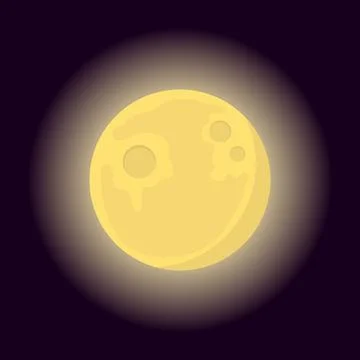 Moon, realistic moon icon. Moon in glow isolated on purple background. Desi.. Stock Illustration