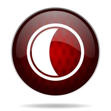 Moon red glossy web icon on white background. Stock Illustration