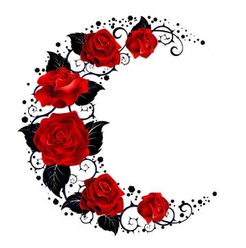 The moon of red roses Stock Illustration