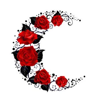 Moon of red roses Stock Illustration