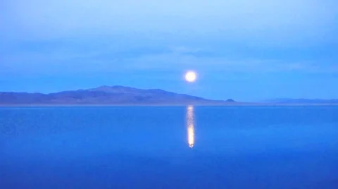 Moon Reflecting on a Blue Lake Video stock 37626883
