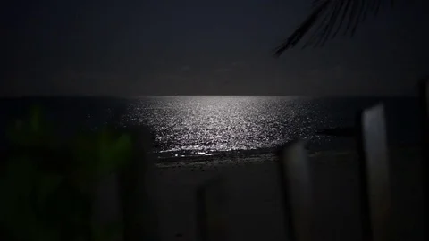 Moon reflection on ocean water at night Stock Footage 108769855