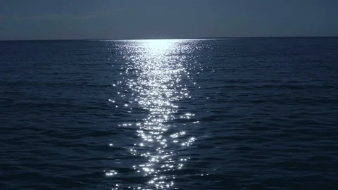 Moon reflection on the sea 4K Stock Footage 90913977