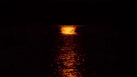 Moon reflection on water night-time  Stock Footage 230984709