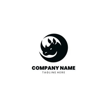 Moon rhino logo design vector Stock Illustration