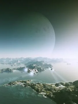 Moon Rise on an Alien World Illustrazione stock