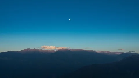 Moon rise at sunset time lapse, Bolivian Andes - South America Video stock 119401147