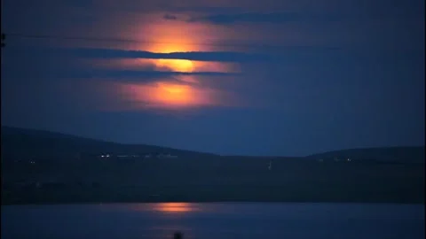 Moon rise time lapse in Orkney 4k Stock Footage 280875698