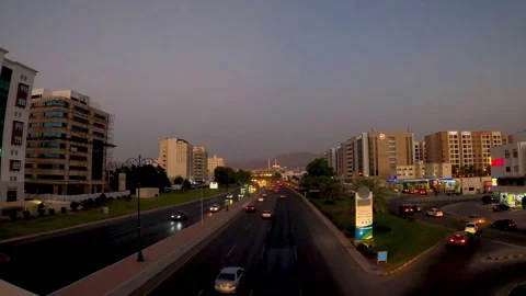 Moon rise Time lapse of Sultan Qaboos Street in Oman Stock Footage 138753105