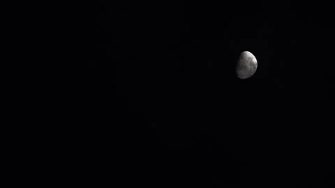 Moon Rises Clouds Night Sky Halloween Dusk Cloudy Half Moonlight View Evening Stock Footage 340183182