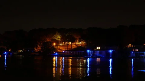 Moon Rises over Lake of the Ozarks Night Timelapse Stock Footage