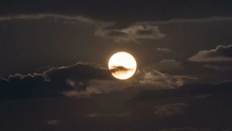 The Moon rising on a cloudy night. Time Lapse Stock Footage 91801137