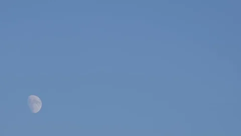 Moon rising in the evening sky before night with a cloudless sky time lapse Stock Footage 106623016
