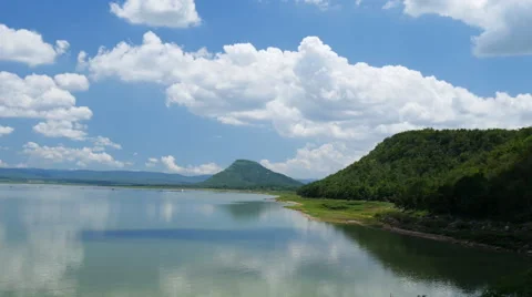 Moon river, view from the Lam Mun Bon dam, in Nakhon Ratchasima, Thailand Video stock 65445365