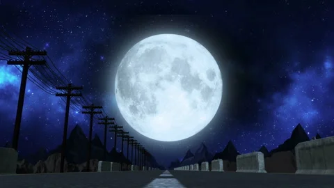Moon Road Night Background Stock Footage 242511484