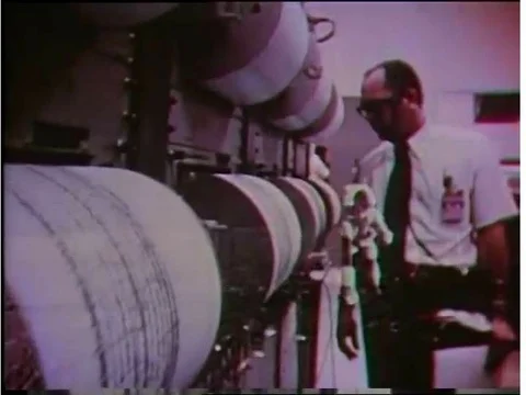 Moon rocks and soil are studied in the Lunar Receiving Laboratory, in 1969. Video stock 74976147