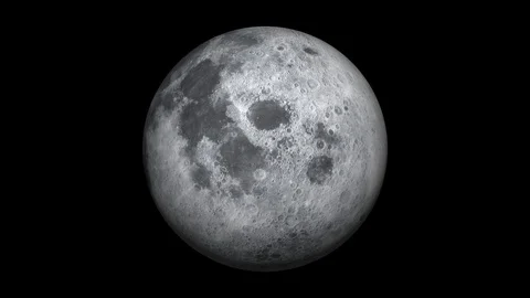 The Moon Rotating Isolated Over Black - 3D Animation Stock Footage 101270740