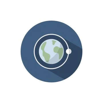 Moon rotation around the Earth. Flat icon on a circle. Weather vector illustr Stock Illustration