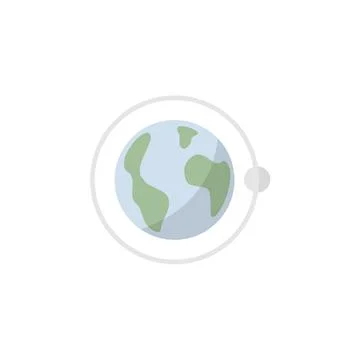 Moon rotation around the Earth. Flat icon. Isolated weather vector illustrati Stock Illustration