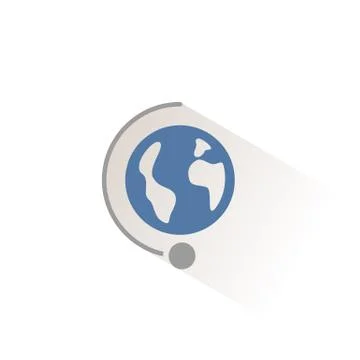 Moon rotation around the Earth. Third quarter phase. Isolated color icon. Wea Stock Illustration