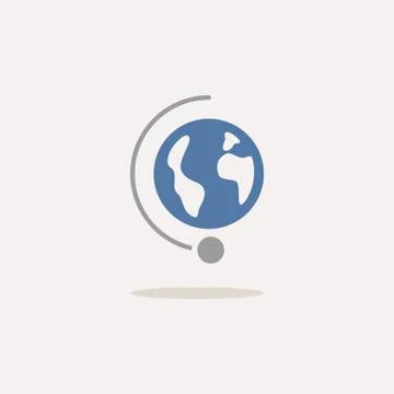 Moon rotation around the Earth. Third quarter phase. Color icon with shadow.  Stock Illustration