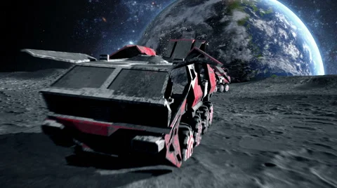 Moon rover on  the moon. space expedition. Realistic 3d animation Stock Footage 65462988