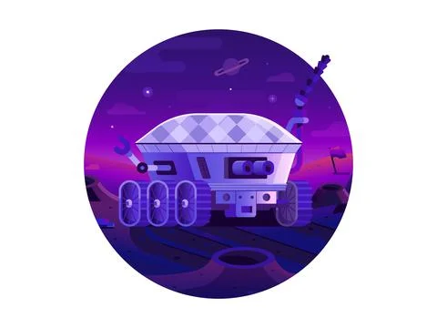 Moon Rover Robotic Explorer Space Circle Icon Stock Illustration
