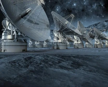 Moon satellite dish array Illustrazione stock