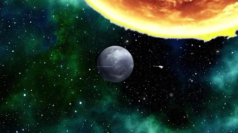Moon scatters plasma debris Stock Footage 86233870