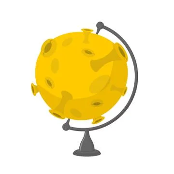Moon school globe . Planet geographical sphere. yellow planet model. Astron.. イラスト素材