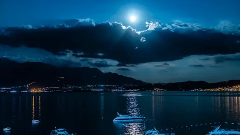 Moon sea at night Stock Footage 116991823