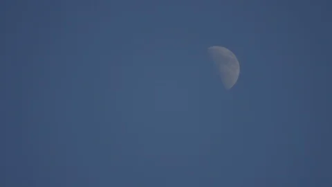 Moon Seen During Daytime Blue Sky Stock-Footage 119731848