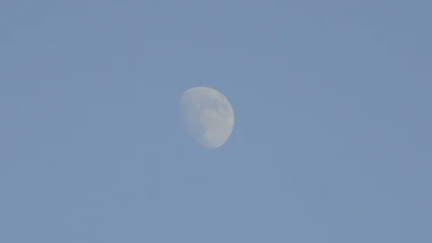 Moon Seen During Daytime Blue Sky Stock Footage 119732287