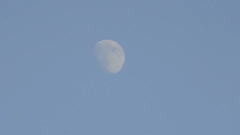 Moon Seen During Daytime Blue Sky Stock-Footage 119732388