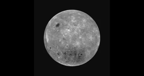 Moon seen from space, the globe spinning seamless on satellite view on black Stock Footage 270912148