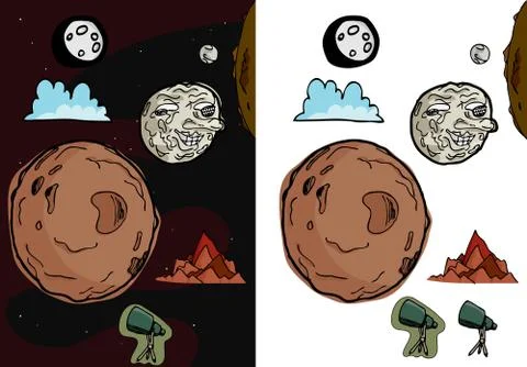 Moon Set II Stock Illustration