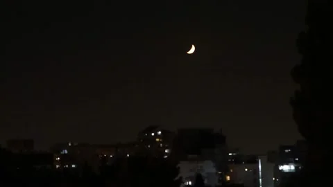 The moon sets in the middle of the night Stock Footage 157293224