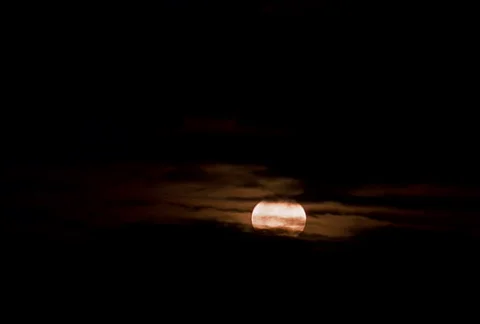 Moon Sets Through Clouds NTSC Stock Footage 532314