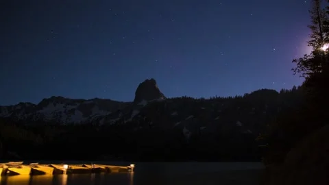 Moon Setting Over the Lake Stock Footage 168835600